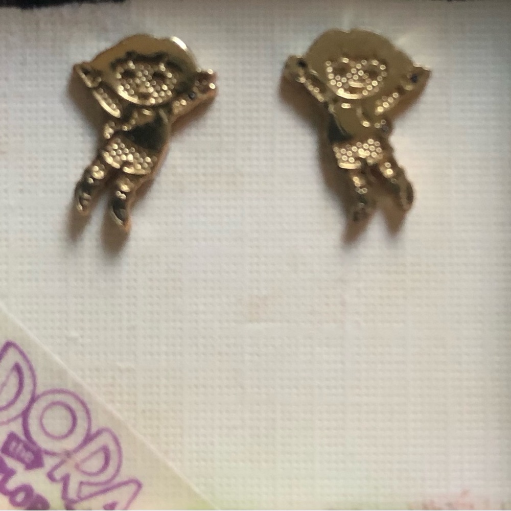 Vintage Dora the explorer gold earrings